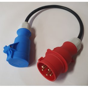 Adapterkabel 5P CEE 16A til 3P CEE 16A, 0,5 mtr